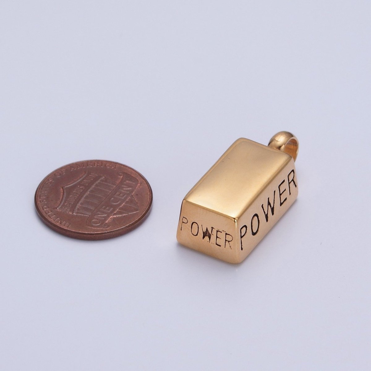 Power Pendant Necklace | 24k Gold Plated Brick Charm for Bracelet Necklace X-645 X-646