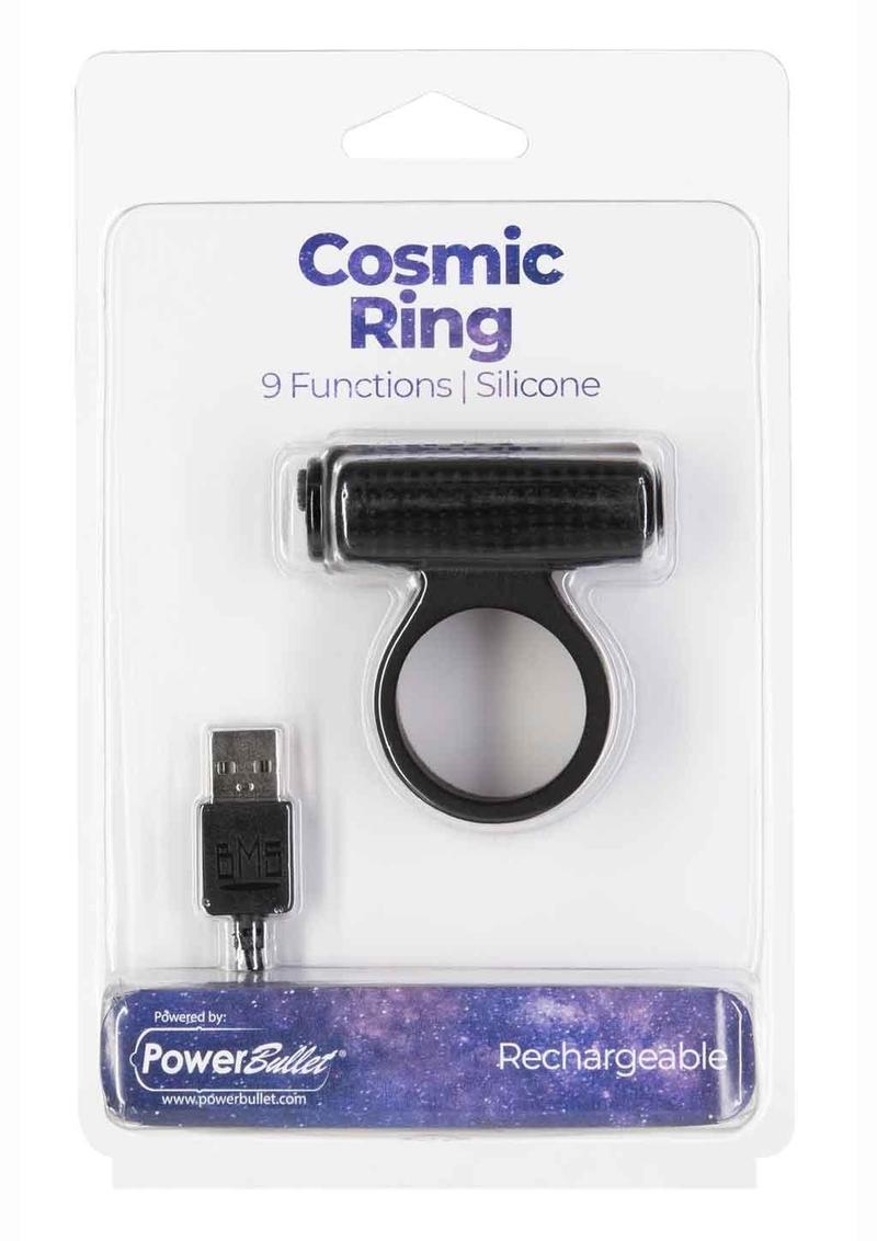 PowerBullet Cosmic Ring Rechargeable Silicone Vibrating Cock Ring