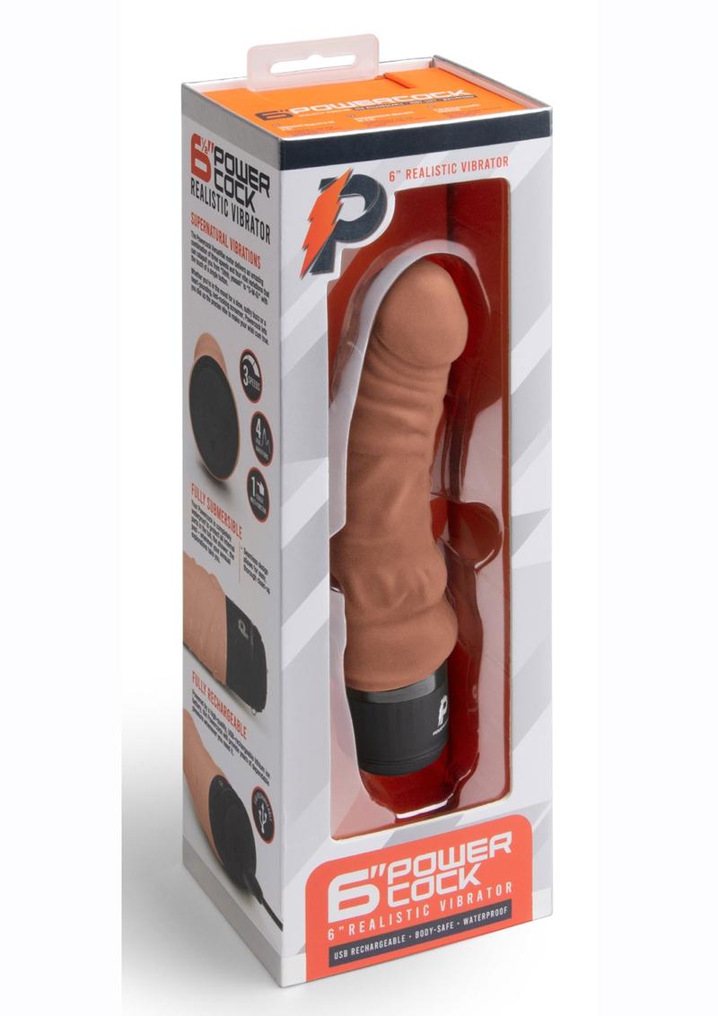 PowerCocks 6 Inch Silicone Rechargeable Realistic Vibrator