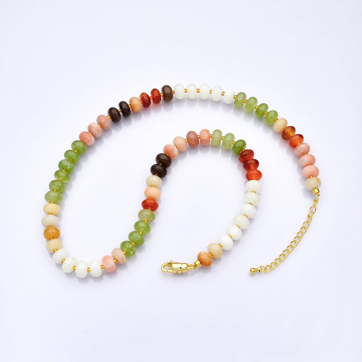 18K Gold Filled Earth Tone Gradient Rondelle Gemstone 17.3 Inch Necklace | WA-3302