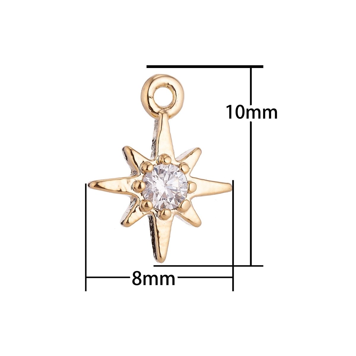 18K Gold Filled Mini Shooting Star Cubic Zirconia Pendant Charm C-008