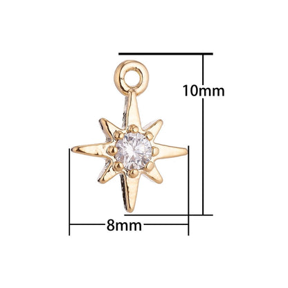 18K Gold Filled Mini Shooting Star Cubic Zirconia Pendant Charm C-008