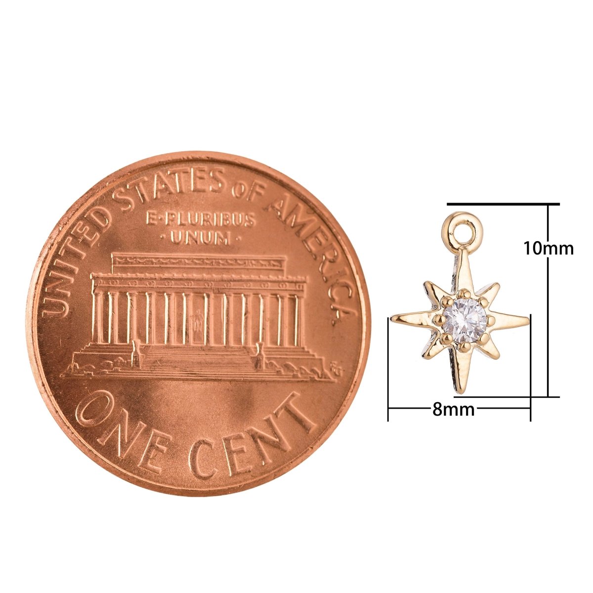 18K Gold Filled Mini Shooting Star Cubic Zirconia Pendant Charm C-008