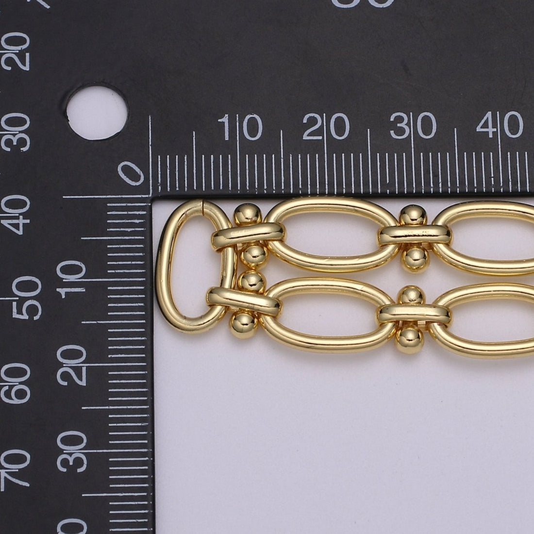 Gold Oval Rolo and Cross Chain by Yard, Figure 8 Oval Link Chain, Fancy Wholesale Bulk Roll Chain For Jewelry Making, Width 9.4mm, 24K Gold Filled UNIQUE CABLE For Jewelry Component | ROLL-491