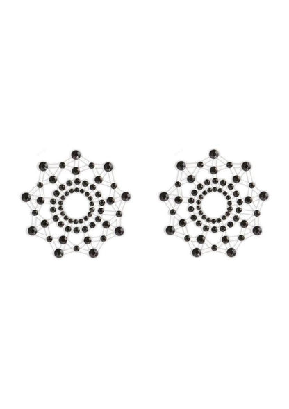 Pretty Pasties Charm III Black Self-Adhesive Rhinestone Nipple Covers