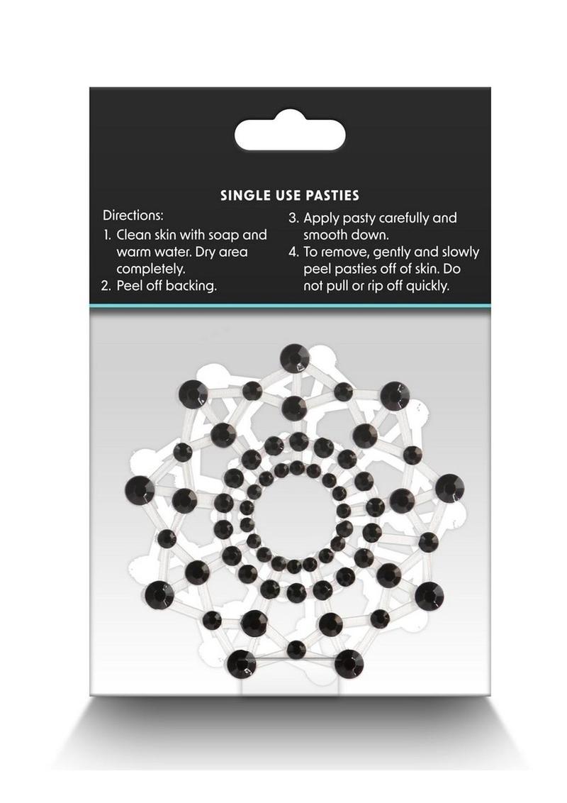 Pretty Pasties Charm III Black Self-Adhesive Rhinestone Nipple Covers