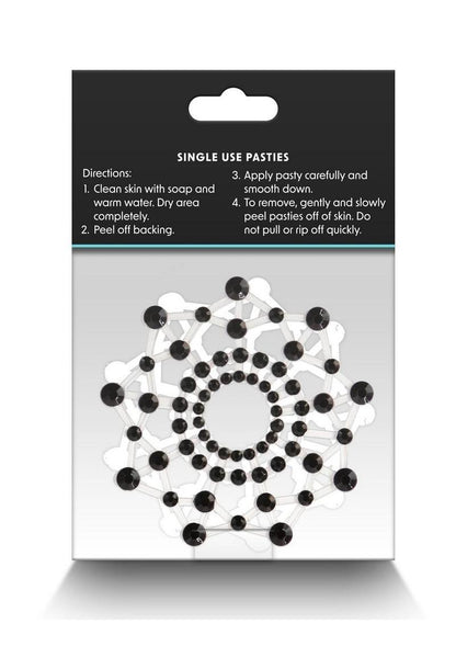 Pretty Pasties Charm III Black Self-Adhesive Rhinestone Nipple Covers