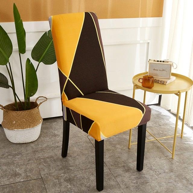 Printed Polyester Fabric Chair Cover Washable Chair Covers Seat Slipcovers Stretch Dining Seat Case For Home Stretch Removable Washable Dining Room Chair Protector Slipcovers/Home Decor Dining Room Seat Cover Multiple Styles
