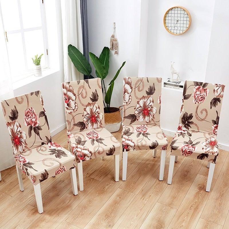 Printed Polyester Fabric Chair Cover Washable Chair Covers Seat Slipcovers Stretch Dining Seat Case For Home Stretch Removable Washable Dining Room Chair Protector Slipcovers/Home Decor Dining Room Seat Cover Multiple Styles