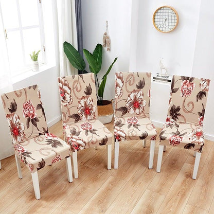 Printed Polyester Fabric Chair Cover Washable Chair Covers Seat Slipcovers Stretch Dining Seat Case For Home Stretch Removable Washable Dining Room Chair Protector Slipcovers/Home Decor Dining Room Seat Cover Multiple Styles