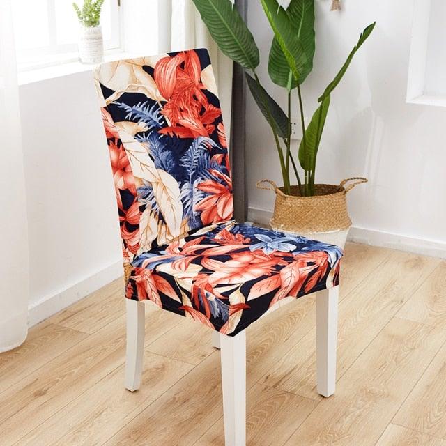 Printed Polyester Fabric Chair Cover Washable Chair Covers Seat Slipcovers Stretch Dining Seat Case For Home Stretch Removable Washable Dining Room Chair Protector Slipcovers/Home Decor Dining Room Seat Cover Multiple Styles