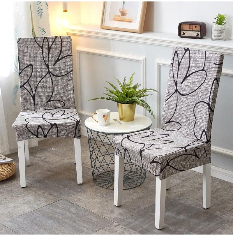 Printed Polyester Fabric Chair Cover Washable Chair Covers Seat Slipcovers Stretch Dining Seat Case For Home Stretch Removable Washable Dining Room Chair Protector Slipcovers/Home Decor Dining Room Seat Cover Multiple Styles
