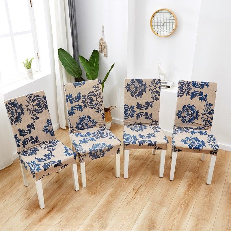 Printed Polyester Fabric Chair Cover Washable Chair Covers Seat Slipcovers Stretch Dining Seat Case For Home Stretch Removable Washable Dining Room Chair Protector Slipcovers/Home Decor Dining Room Seat Cover Multiple Styles