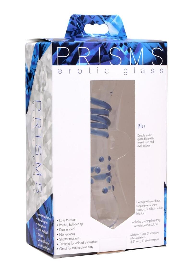 Prisms Blu Dual-Ended Glass Dildo with Raised Textures