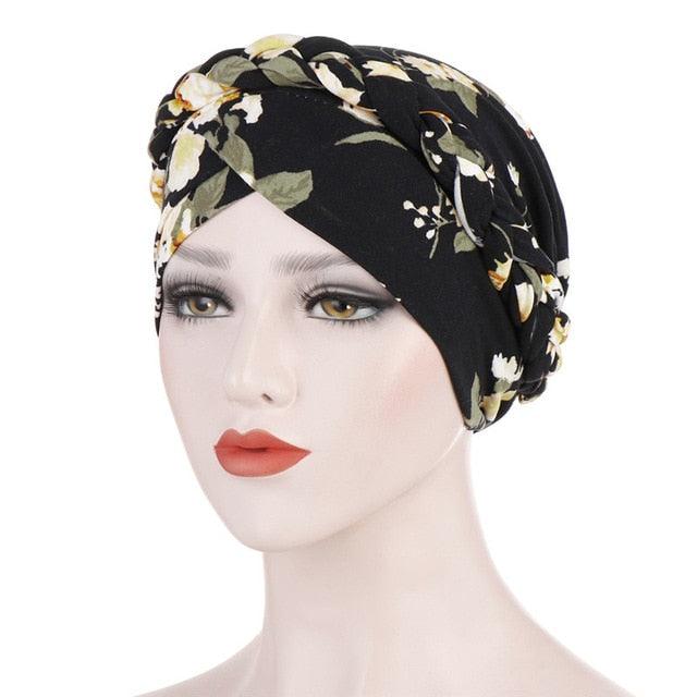 Fashion Soft Cotton Print Braid Turban Lightweight Muslim Turbans Head For Women Women&