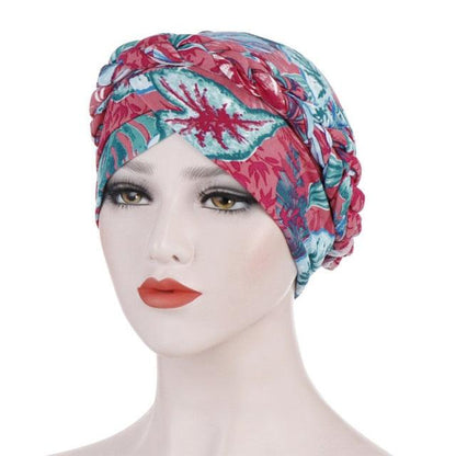 Fashion Soft Cotton Print Braid Turban Lightweight Muslim Turbans Head For Women Women&