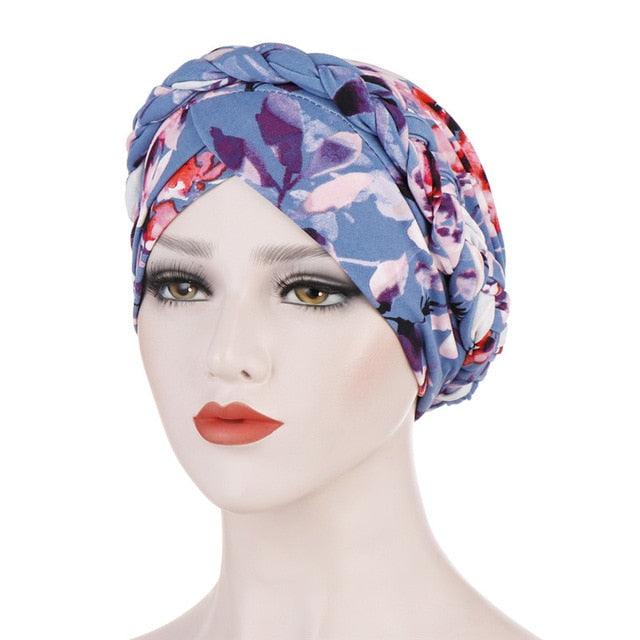 Fashion Soft Cotton Print Braid Turban Lightweight Muslim Turbans Head For Women Women&
