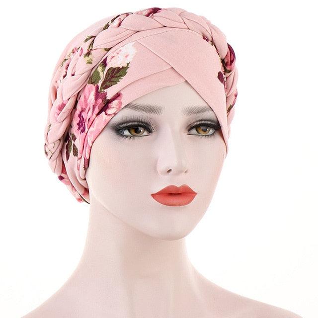 Fashion Soft Cotton Print Braid Turban Lightweight Muslim Turbans Head For Women Women&