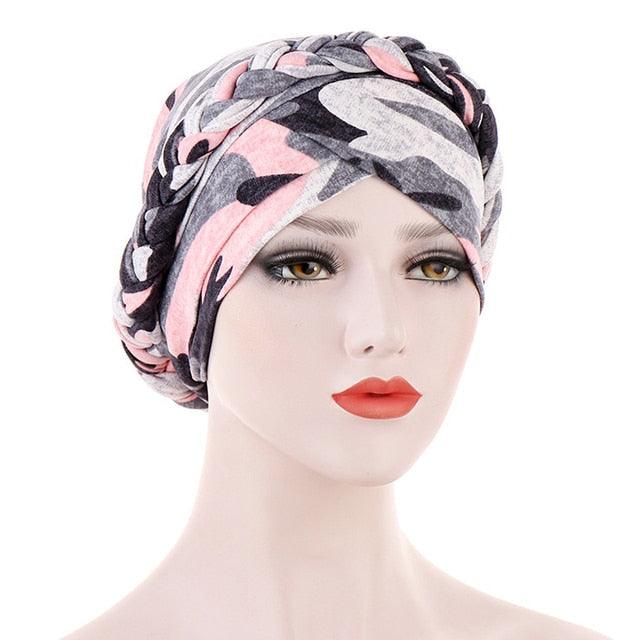 Fashion Soft Cotton Print Braid Turban Lightweight Muslim Turbans Head For Women Women&