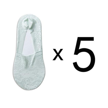 5 Pairs Fashion Women Girls Summer Socks 7 Color Style Lace Flower Short Sock Antiskid Invisible Ankle Socks For Women