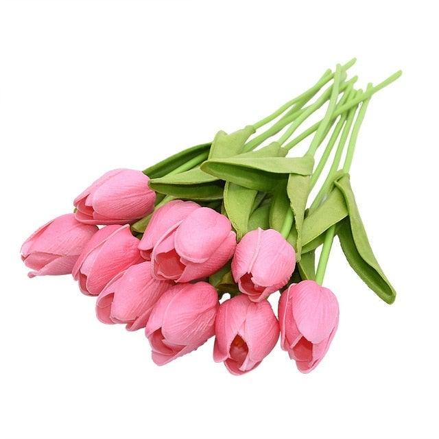 10PCS PU Fake Tulips Real Touch beautiful and Eligant Flower Real Touch Bouquet For Wedding Decoration Flowers Home Garden Decor