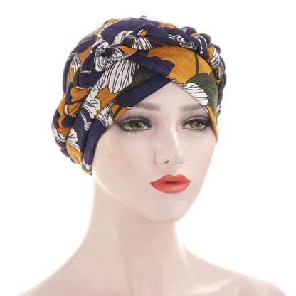 Fashion Soft Cotton Print Braid Turban Lightweight Muslim Turbans Head For Women Women&