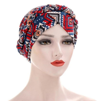 Fashion Soft Cotton Print Braid Turban Lightweight Muslim Turbans Head For Women Women&