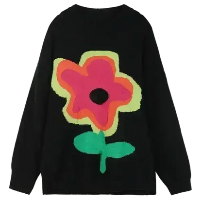 Floral Jacquard Casual Knit Pullover Women Sweaters,Winter ELF Vintage