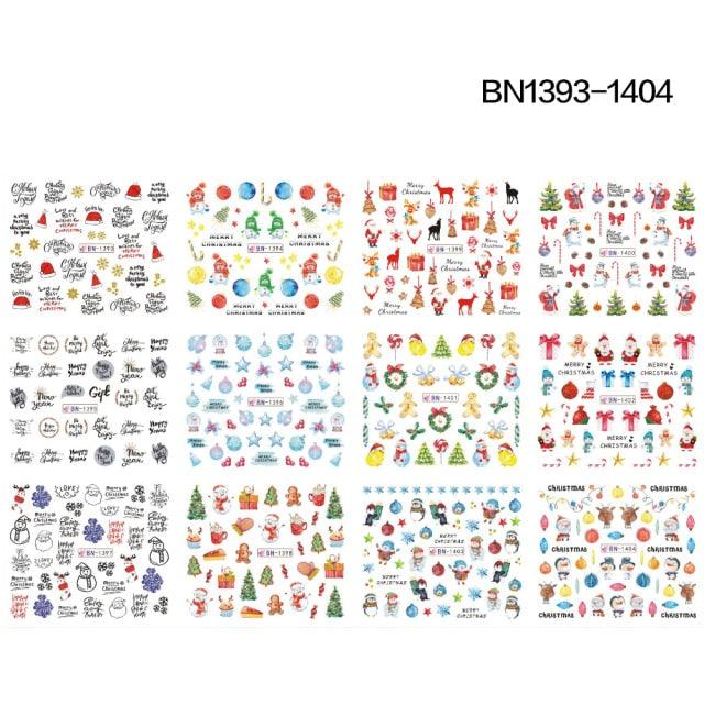 New Geometric Letter Nail Sticker Water Slider Winter Decal Christmas New Year Gift Nail Slider Temporary Tattoos Women Nail Art Stickers Water Transfer Decals Design Nail Art Supplies Manicure Acrylic Nail Foil Stencils Decorations