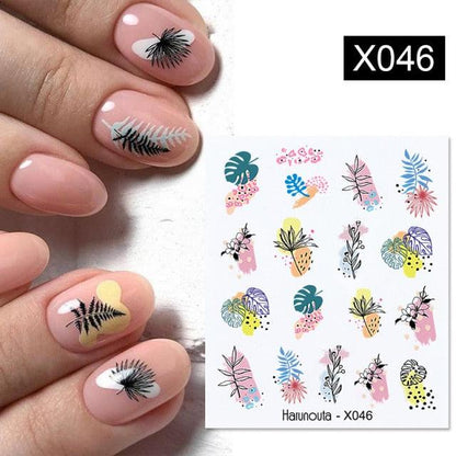Spring Simple Green Theme Water Decal Sticker Flower Leaf Tree Summer Slider For Manicuring Nail Art Watermarks Art Decoration Manicure Tools Nail Watermark Decals iridescent Decoration Nail Self-Adhesive Decals Nail Stickers Water Transfer Fresh Nail