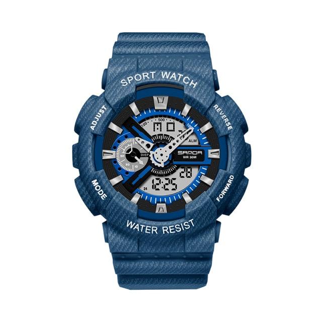 Couple Watch Fashion Strap Practical Waterproof Multifunctional Digital Wristwatch Dual Display Men&