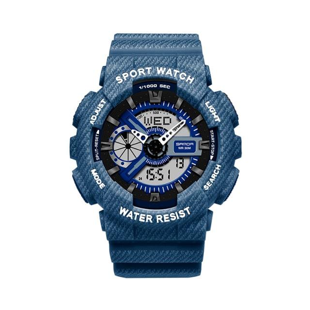 Couple Watch Fashion Strap Practical Waterproof Multifunctional Digital Wristwatch Dual Display Men&