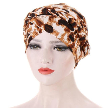 Fashion Soft Cotton Print Braid Turban Lightweight Muslim Turbans Head For Women Women&