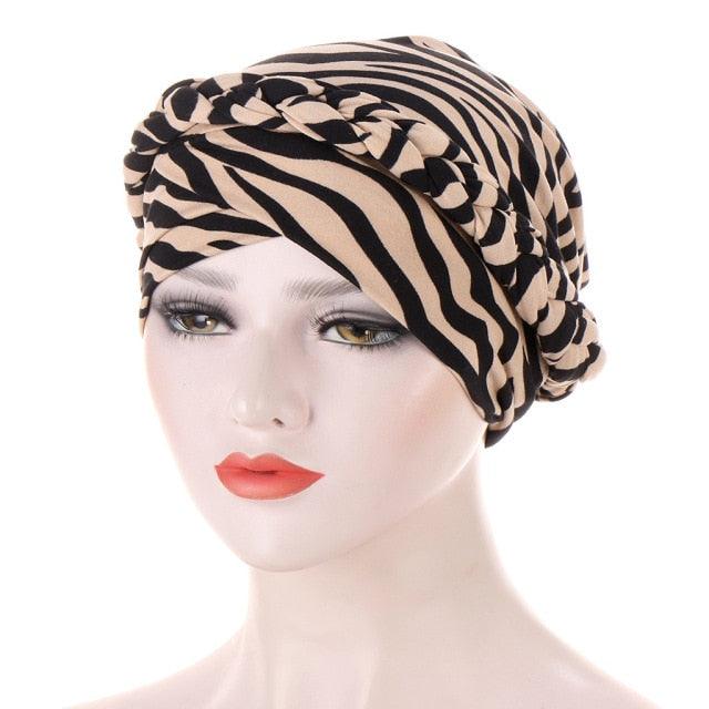 Fashion Soft Cotton Print Braid Turban Lightweight Muslim Turbans Head For Women Women&