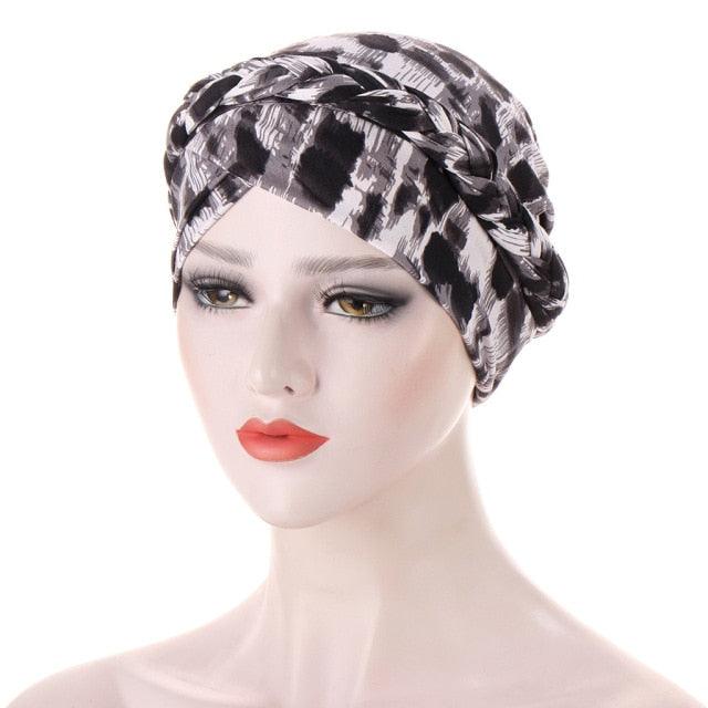 Fashion Soft Cotton Print Braid Turban Lightweight Muslim Turbans Head For Women Women&