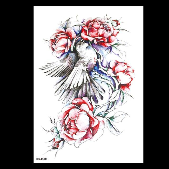 49 Sheets Waterproof Temporary Black Sketches Flowers Tattoo Stickers Flower Rose Tattoos For Women Adults