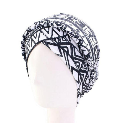 Fashion Soft Cotton Print Braid Turban Lightweight Muslim Turbans Head For Women Women&