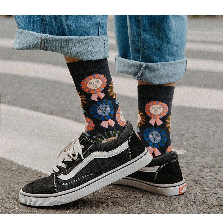 Women Long Sock Cartoon Print Creative Fashion Personalized Novelty Men Women Socks Winter Warm Comfortable Cotton Socks Running Cycling Socks For Men And Women