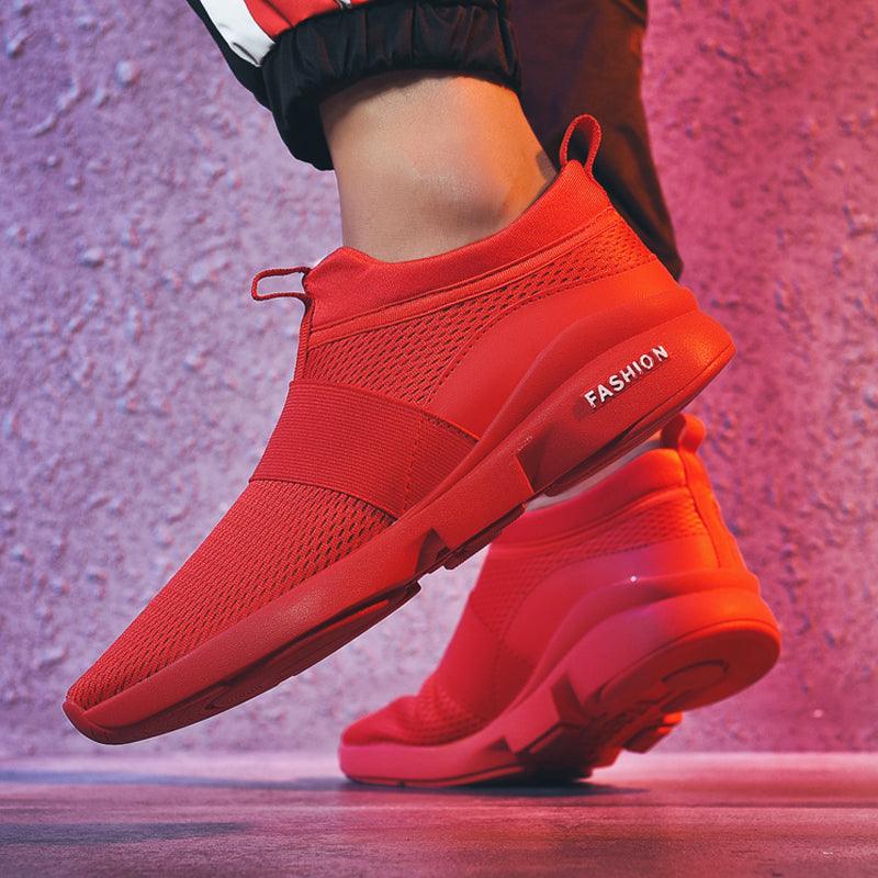 Mens Red Sneakers Flats Sport Footwear Couple Sneakers New Fashion Lovers Casual Lightweight Jogging Breathable Tennis Sport Shoes For Workout OutdoorWalking