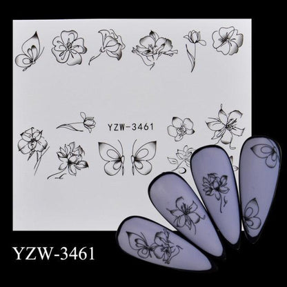 Autumn Simple Green Pink Pattern Water Nail Decal Sticker Flower Leaf Tree Winter Slider For Nail Art Manicuring Decoration Decals for Nail Art Decoration Including Hearts Stars Letters Bowknot Leaves Flowers Plants Fruits Butterflies