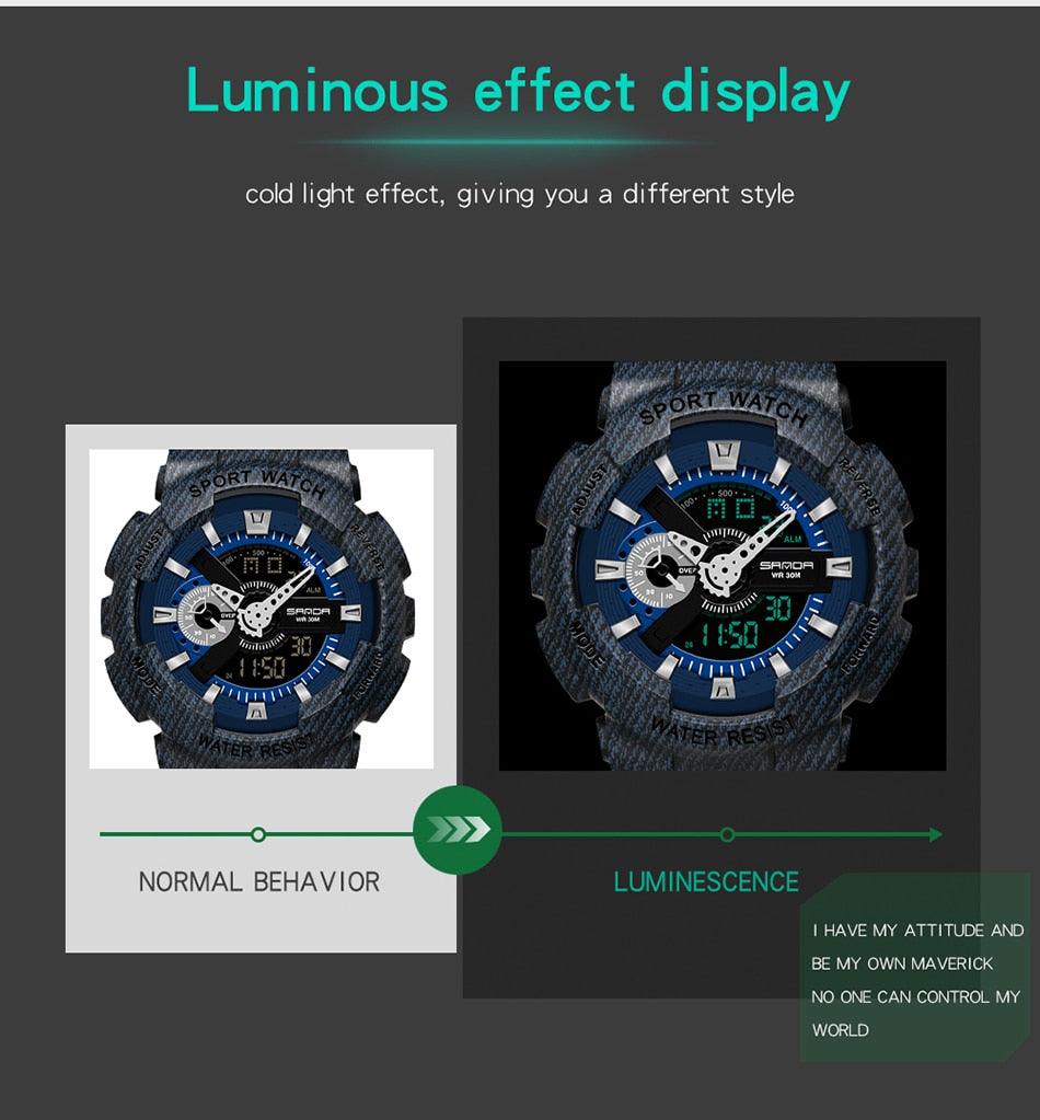 Couple Watch Fashion Strap Practical Waterproof Multifunctional Digital Wristwatch Dual Display Men&