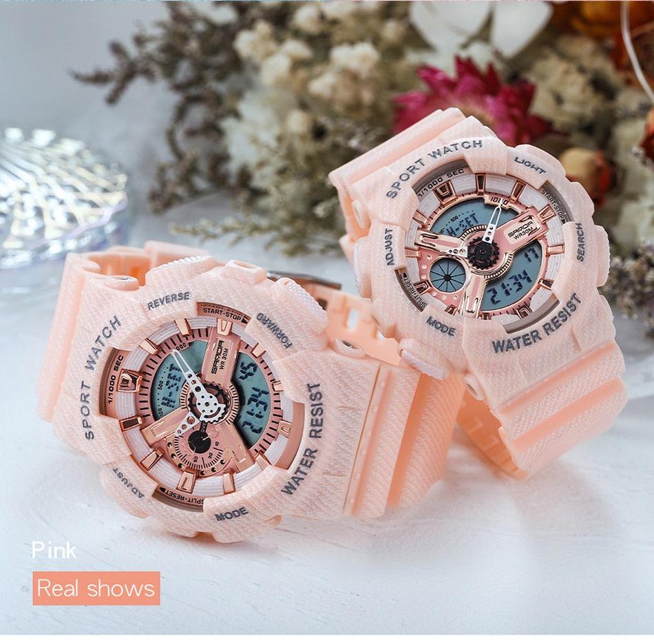 Couple Watch Fashion Strap Practical Waterproof Multifunctional Digital Wristwatch Dual Display Men&