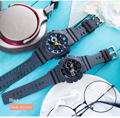 Couple Watch Fashion Strap Practical Waterproof Multifunctional Digital Wristwatch Dual Display Men&