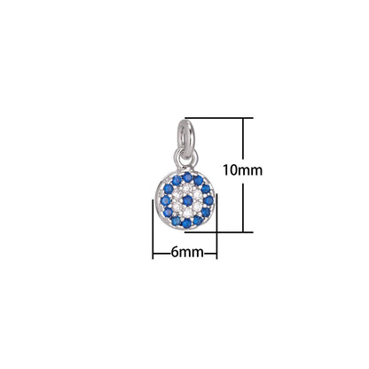 Products Dainty Tiny 18k Gold Fill / White Gold Coin Round Charm Pave CZ Cubic Zirconia pendant for Earring, Necklace, Bracelet Jewelry Making Supply C-160
