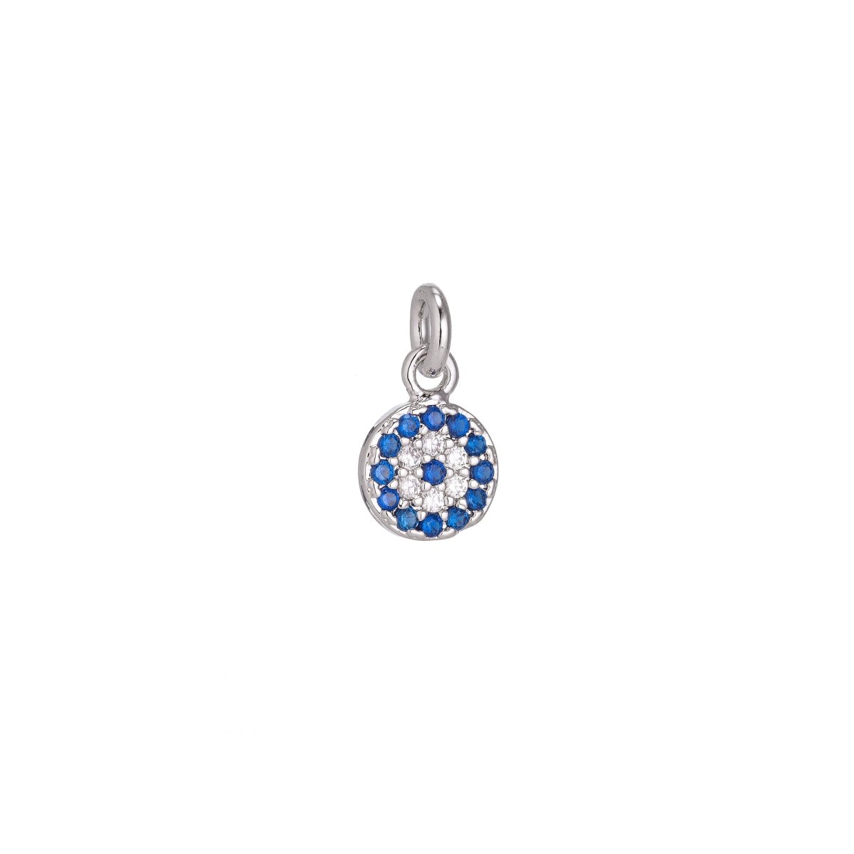 Products Dainty Tiny 18k Gold Fill / White Gold Coin Round Charm Pave CZ Cubic Zirconia pendant for Earring, Necklace, Bracelet Jewelry Making Supply C-160