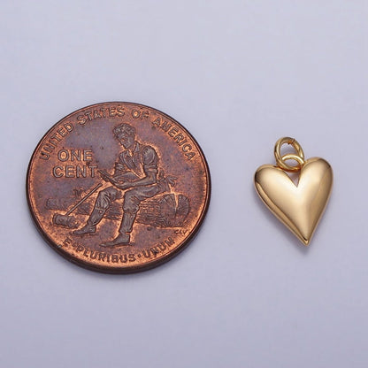 Puffed Heart Minimalist Valentine Add-On Charm in Gold &amp; Silver | AC-305 AC-306
