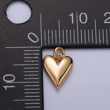 Puffed Heart Minimalist Valentine Add-On Charm in Gold &amp; Silver | AC-305 AC-306