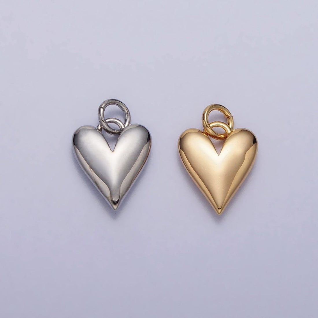 Puffed Heart Minimalist Valentine Add-On Charm in Gold &amp; Silver | AC-305 AC-306