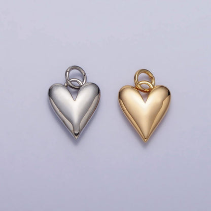 Puffed Heart Minimalist Valentine Add-On Charm in Gold &amp; Silver | AC-305 AC-306