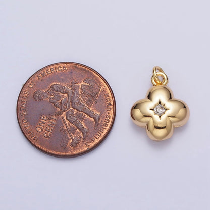 Puffed Quatrefoil Star CZ Add-On Charm in Gold &amp; Silver | AC281 AC294
